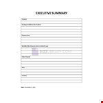 Executive Summary Example Template example document template