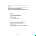 Virtual Assistant Job Description example document template