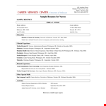 Nursing Work Resume Sample example document template