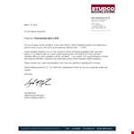 Price Increase Letter for Building Systems | Studco example document template