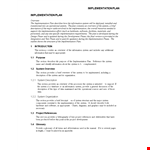 Software Implementation Project Plan example document template
