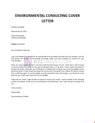 Environmental Consulting Cover Letter