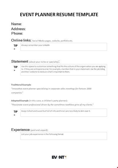 Event Planner Résumé Template – Professional Example to Land Your Dream Job