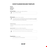 Event Planner Résumé Template – Professional Example to Land Your Dream Job example document template