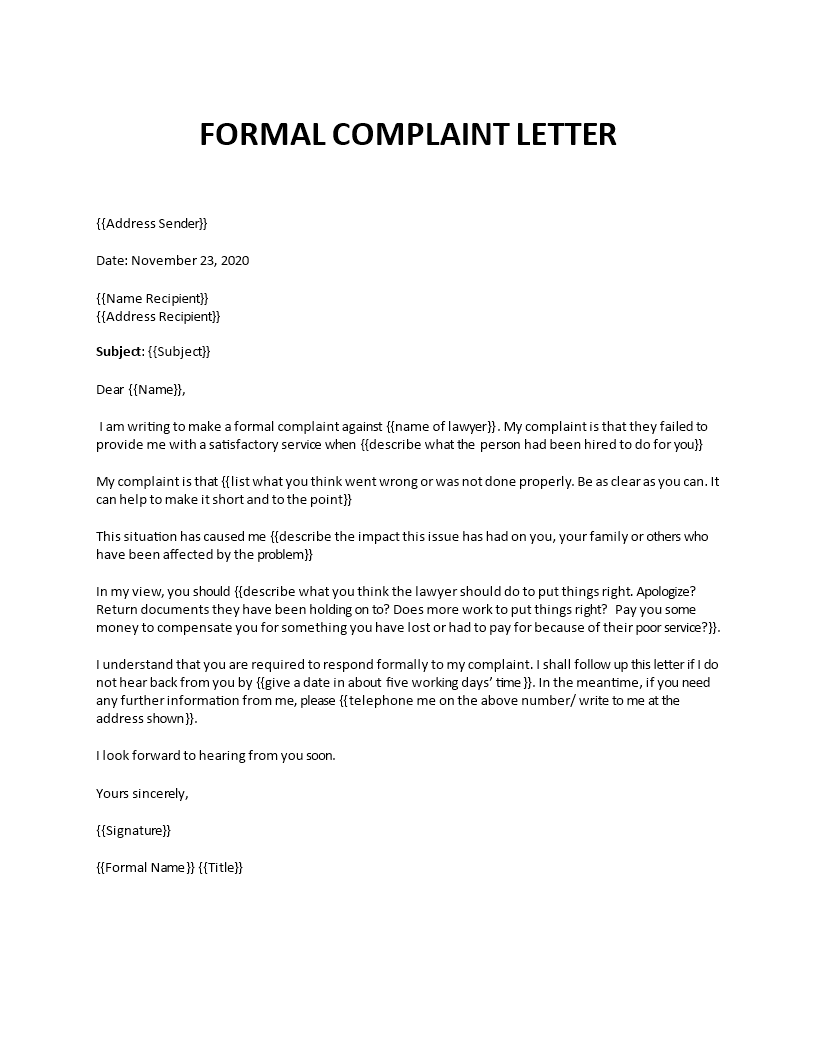 complaint email sample