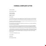 Formal Complaint Letter template example document template