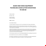 Audio Video Equipment Technician cover letter example document template