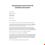 Tax Specialist Cover Letter example document template