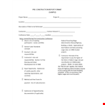 Pre Construction example document template