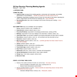 Reunion Planning Agenda Template example document template