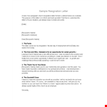 Basic Resignation Letter Sample - Free Template for Recipient example document template