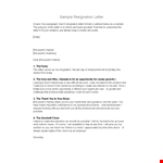 Basic Resignation Letter Sample - Free Template for Recipient example document template 