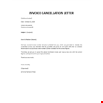 Invoice cancellation letter example document template