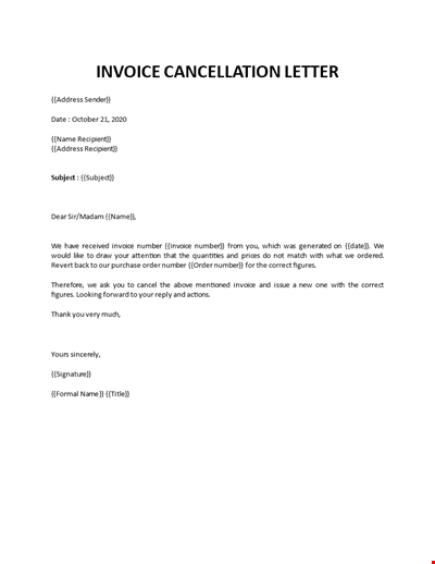 Invoice cancellation letter