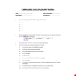 Disciplinary Action Form example document template