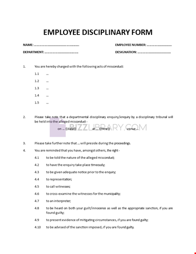 Disciplinary Action Form