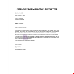 Employee Formal Complaint Letter example document template