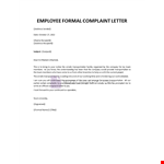 Employee Formal Complaint Letter example document template 