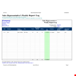 Weekly Sales Report for Company Sales Representative example document template