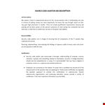 Source Code Auditor Job Description example document template