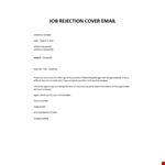 Job Rejection Cover Email example document template