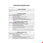 Employee Training Plan example document template