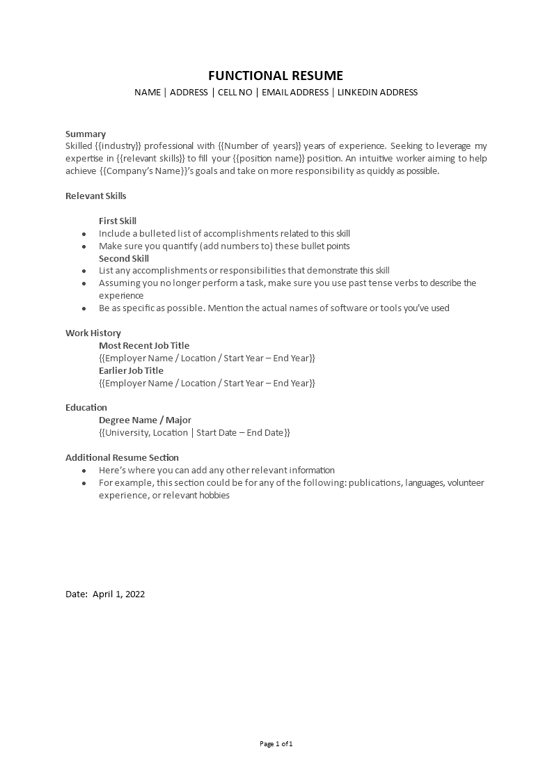 functional resume sample template Main Image functional resume sample template