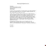Marketing Staff Application Letter example document template