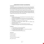 Administrative Assistant Job Description example document template
