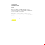 Application Letter for Computer Operator Job example document template