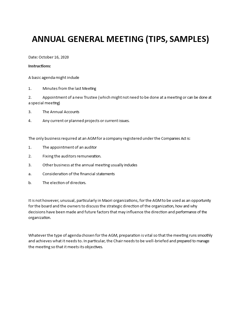 annual general meeting (agm) template