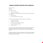Annual General Meeting (AGM) example document template