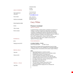 Sales Assistant Finance Resume example document template