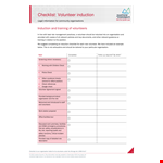 Volunteer Induction Checklist Template example document template 