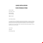 Leave Application Stomach Pain example document template