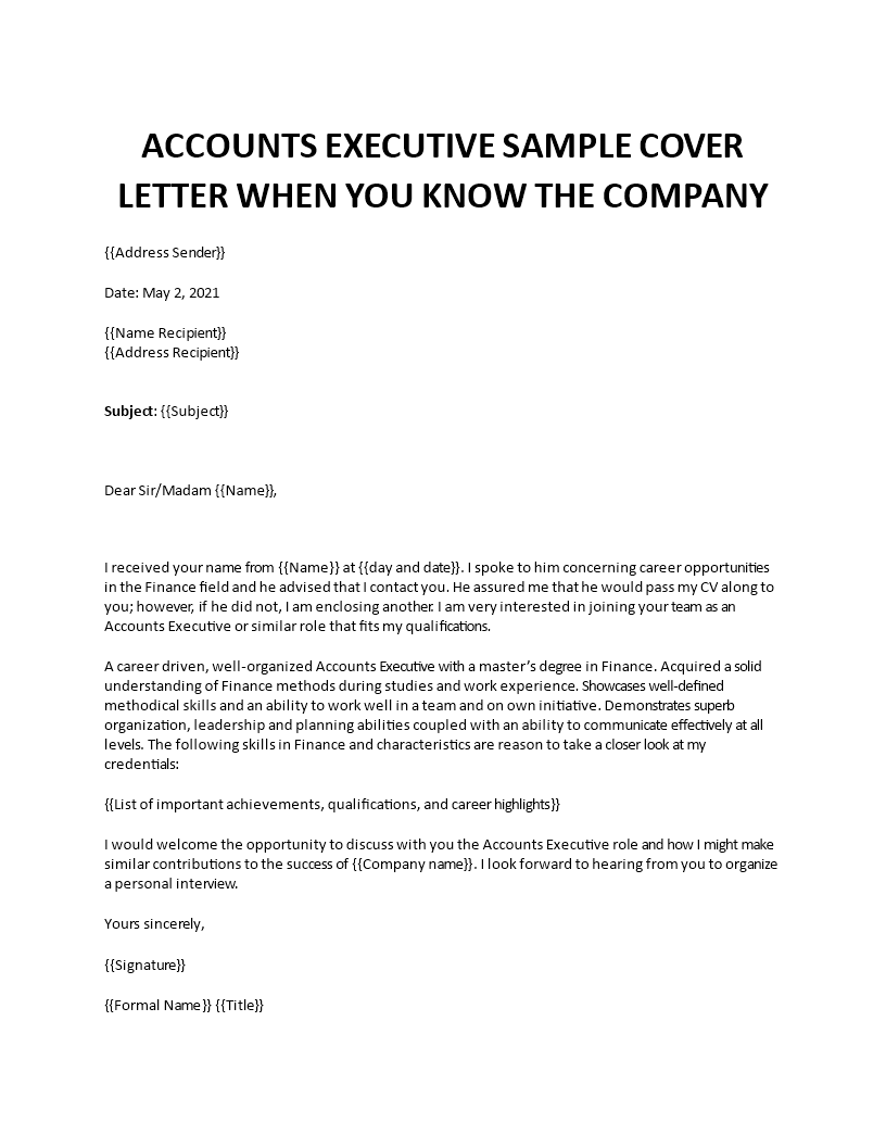 accounts executive cover letter Main Image accounts executive cover letter