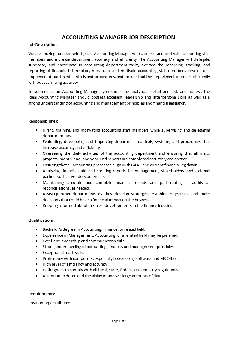 accounting manager job description Main Image accounting manager job description