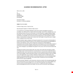 Academic Letter of Recommendation template example document template
