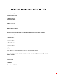 Official meeting invitation email sample