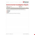 Environment Investigation Report Template example document template