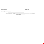 Printable Grade Sheet for School Class and Grade example document template