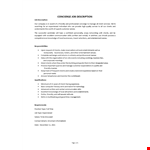 Concierge Job Description example document template