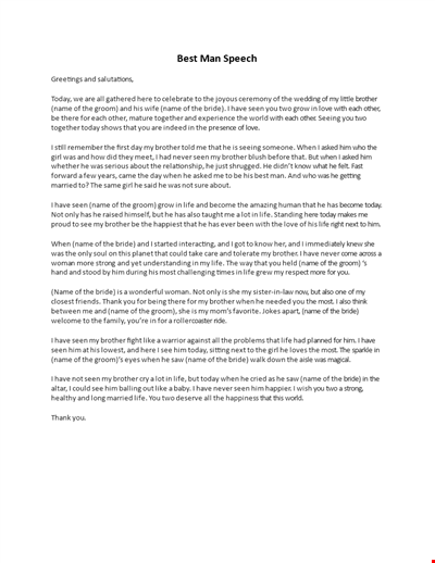Best Man Speech