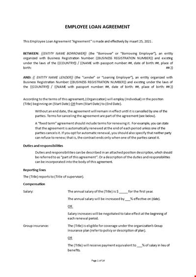 Employee Loan Agreement