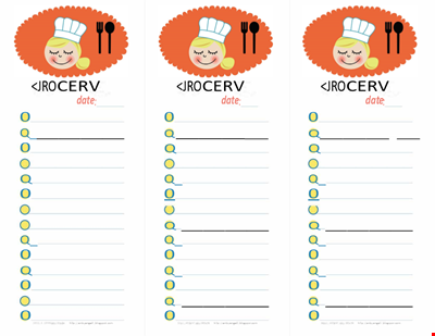 Printable Grocery List Template - Food Shopping