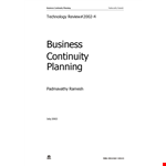 It Business Continuity Plan Template example document template