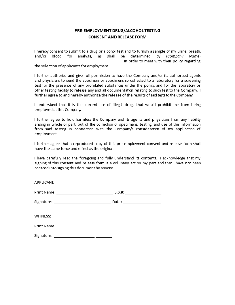pre-employment-drug-test-consent-form-company-release-employment