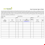 Event Volunteer Sign In Sheet example document template
