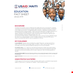 Fact Sheet Template for Education: Helping Students and Teachers in Haiti - USAID example document template