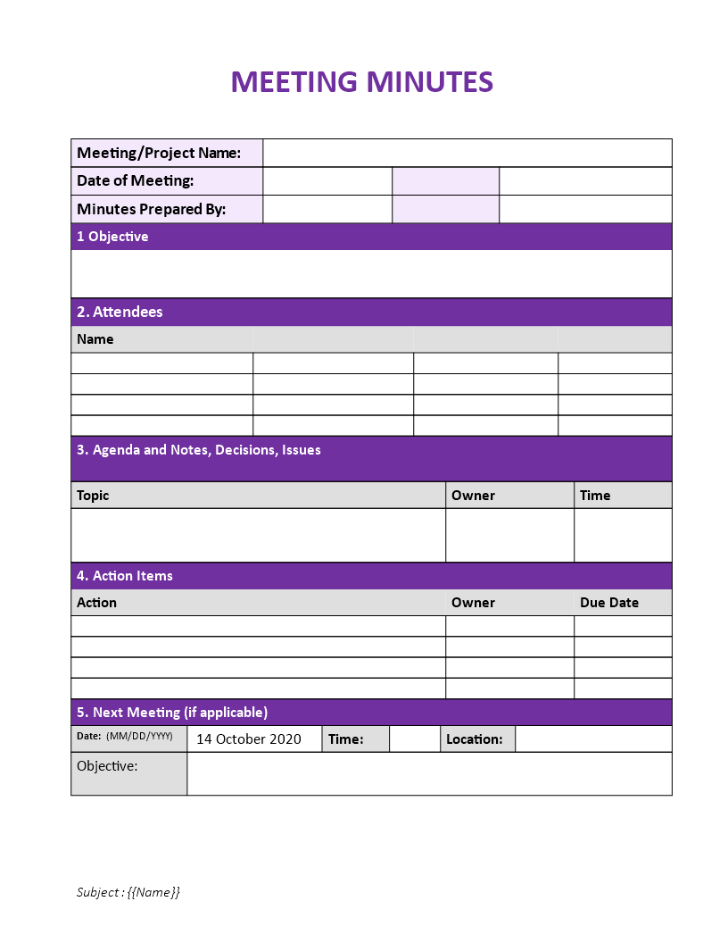 meeting minutes template example